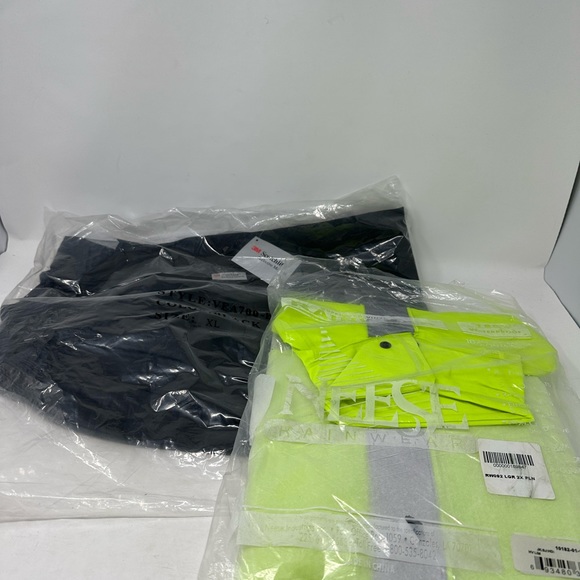 SET Pant & Jacket Safety Waterproof Black VEA 700 Pant 3XL Neese Lime Coat 2XL - Picture 1 of 7